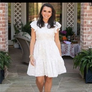 ANTONIO MELANI X KIMBERLY WHITMAN CORY Size 12 White Embroidered Floral Dress